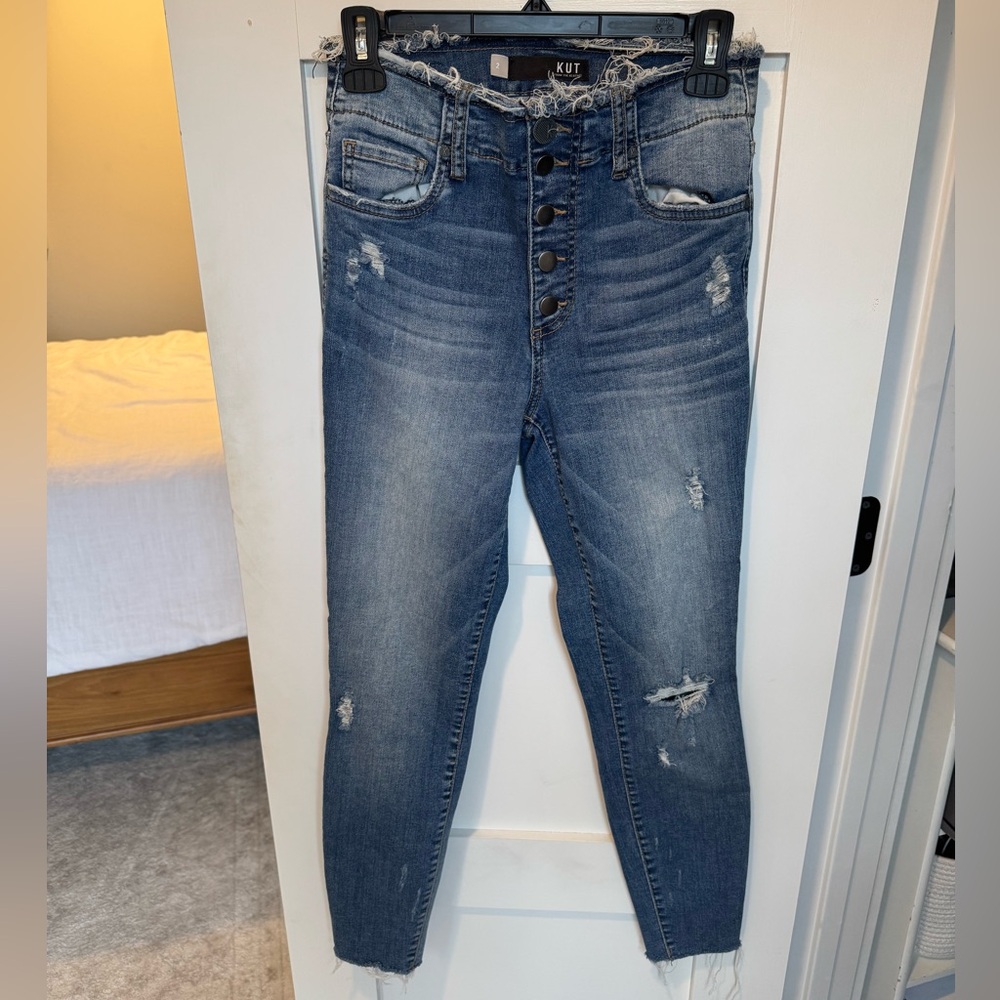 KUT size 2, Connie, high-rise ankle skinny jeans